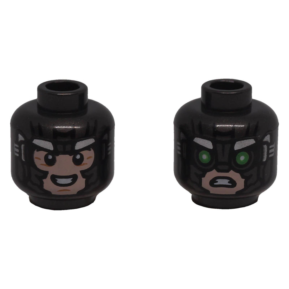 LEGO® 3626pb2930 Armored Minifigure Head with Silver Trim and Green Goggles 