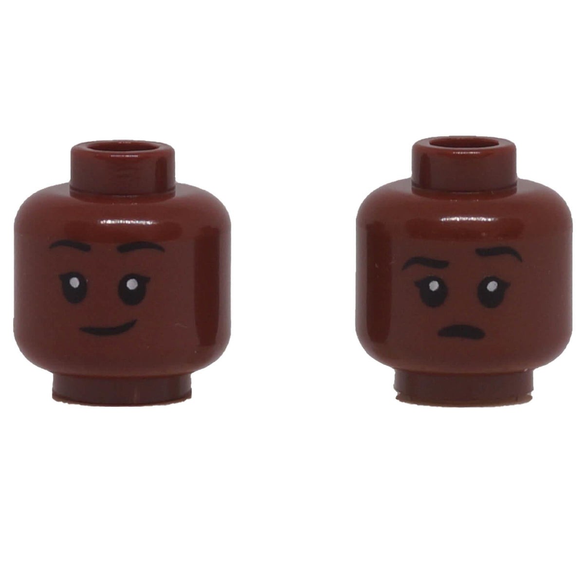 LEGO® 3626pb2996 Child Minifigure Head with Dual-Sided Smirk and Open-Mouth Expressions - Reddish Brown