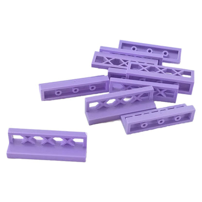 Fence 1 x 4 x 1 Lattice in lavender – LEGO® part 3633, decorative fence element with lattice design
