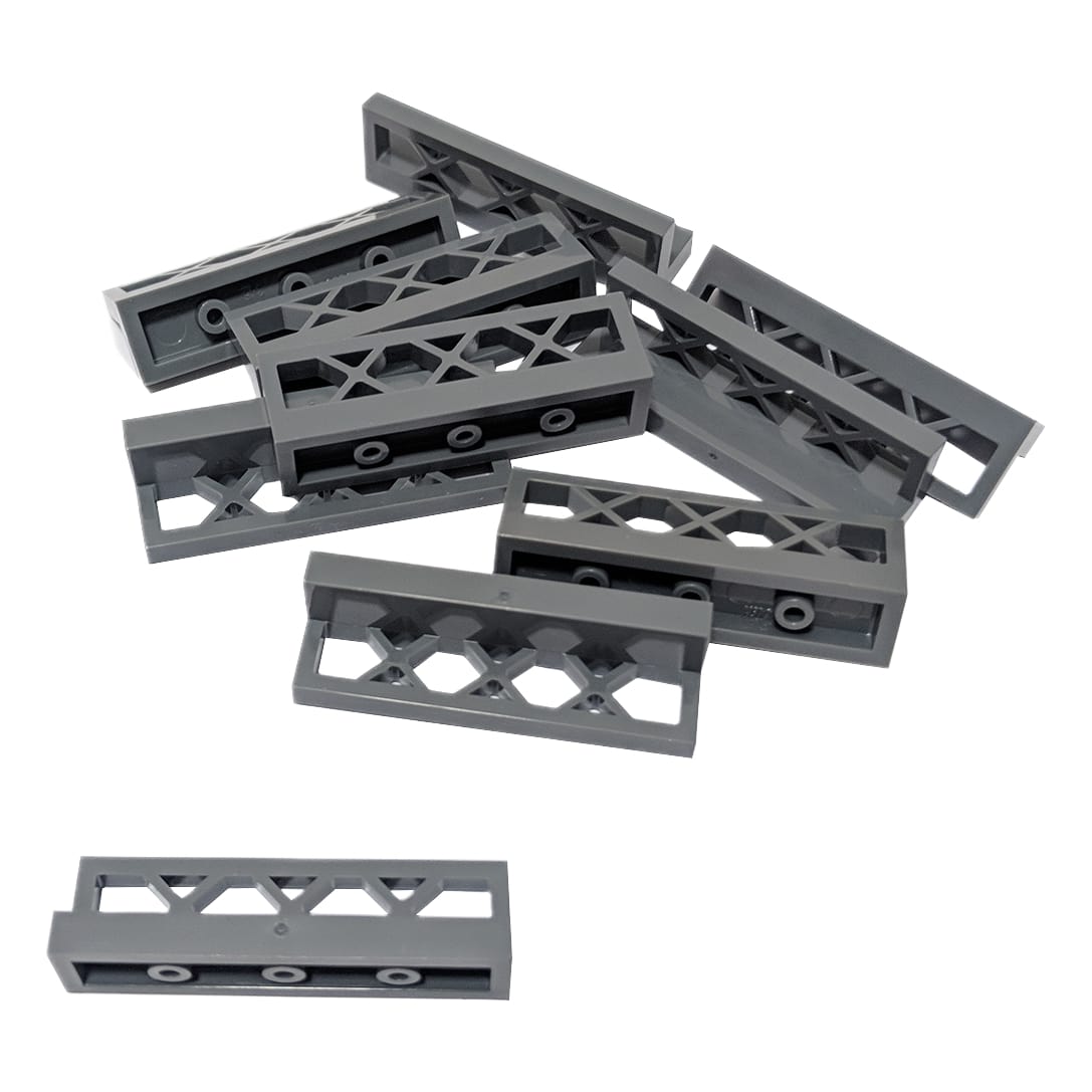 Fence 1 x 4 x 1 Lattice in light bluish gray – LEGO® part 3633, decorative fence element with lattice design
