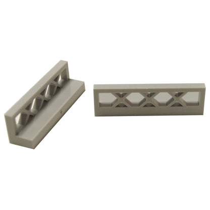 Fence 1 x 4 x 1 Lattice in light gray – LEGO® part 3633, decorative fence element with lattice design
