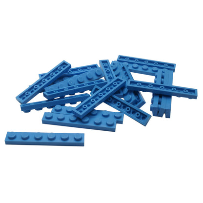 Plate 1 x 6 in medium blue– LEGO® part 3666, long 6-stud plate used for structural support and building stability
