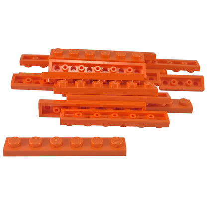 Plate 1 x 6 in orange – LEGO® part 3666, long 6-stud plate used for structural support and building stability
