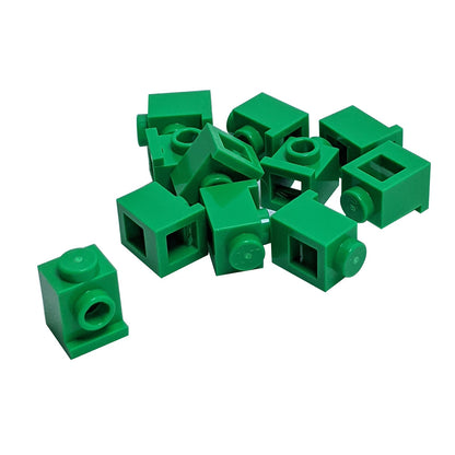 Brick Modified 1 x 1 with Headlight in bright green – LEGO® part 4070, classic stud-forward brick used for SNOT building
