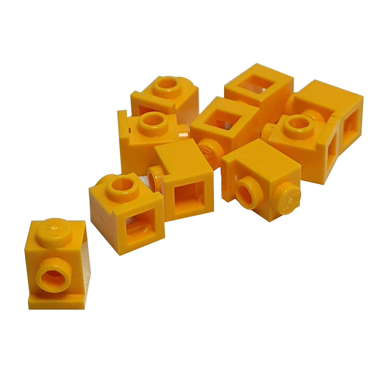 Brick Modified 1 x 1 with Headlight in bright light orange – LEGO® part 4070, classic stud-forward brick used for SNOT building
