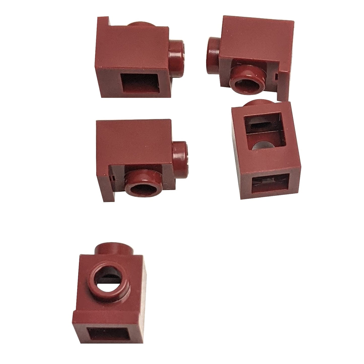 Brick Modified 1 x 1 with Headlight in dark red– LEGO® part 4070, classic stud-forward brick used for SNOT building
