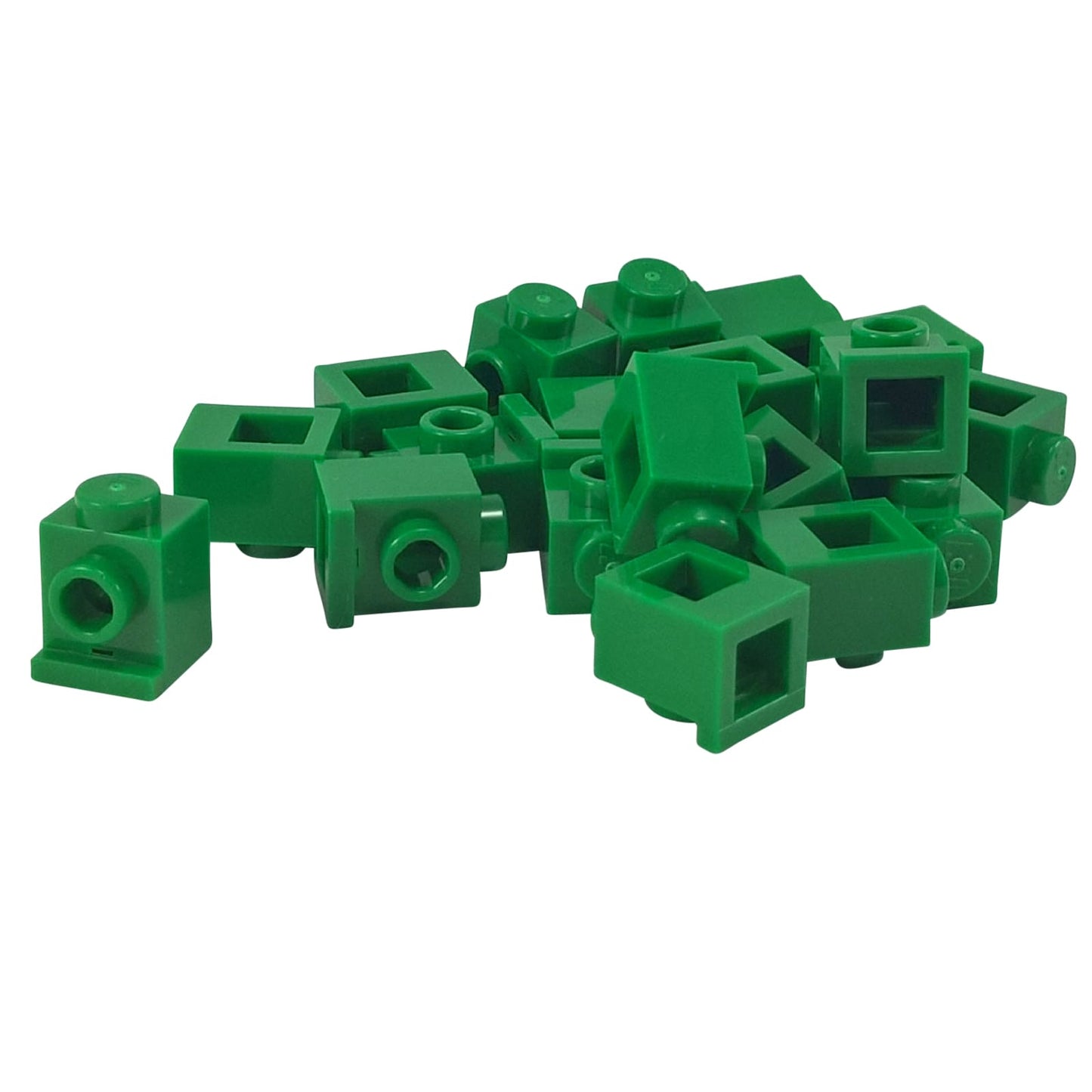 Brick Modified 1 x 1 with Headlight in green – LEGO® part 4070, classic stud-forward brick used for SNOT building
