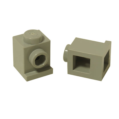 Brick Modified 1 x 1 with Headlight in light gray – LEGO® part 4070, classic stud-forward brick used for SNOT building
