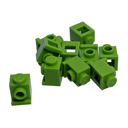 Brick Modified 1 x 1 with Headlight in lime – LEGO® part 4070, classic stud-forward brick used for SNOT building
