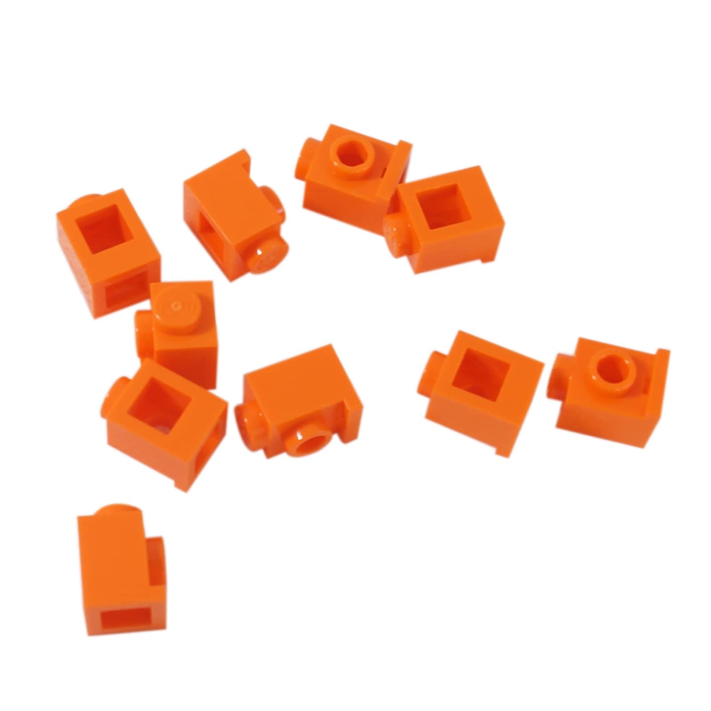 Brick Modified 1 x 1 with Headlight in orange – LEGO® part 4070, classic stud-forward brick used for SNOT building
