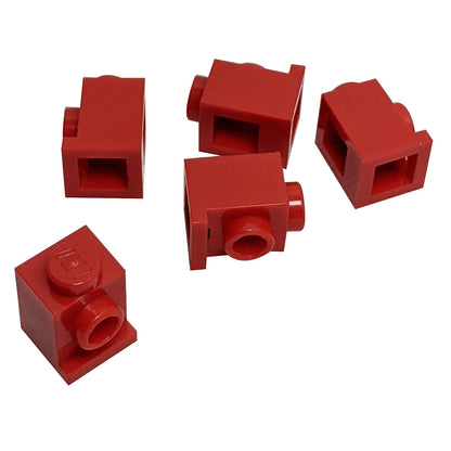 Brick Modified 1 x 1 with Headlight in red – LEGO® part 4070, classic stud-forward brick used for SNOT building
