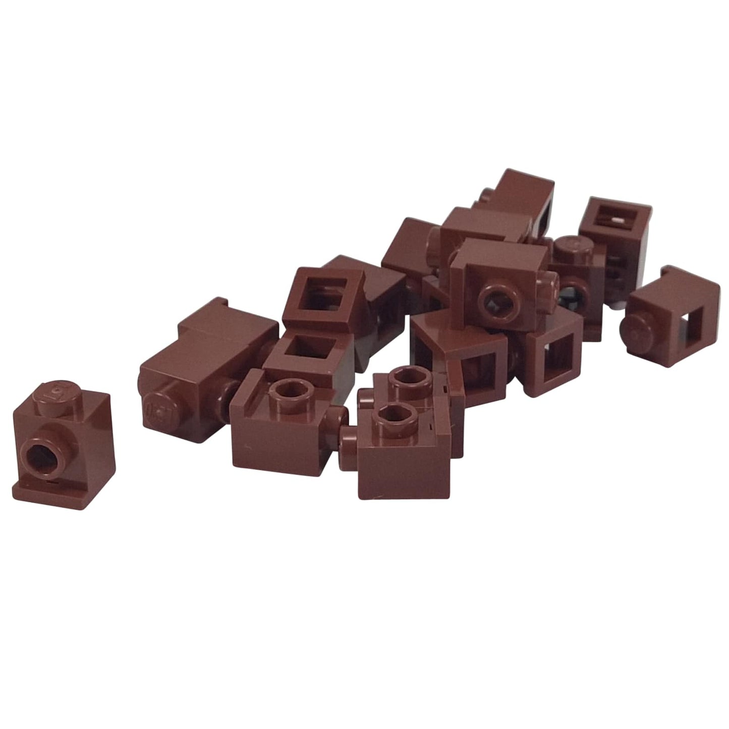 Brick Modified 1 x 1 with Headlight in reddish brown – LEGO® part 4070, classic stud-forward brick used for SNOT building

