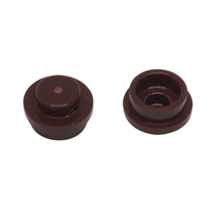 Plate Round 1 x 1 in brown – LEGO® part 4073, small round stud used for detailing and connection points
