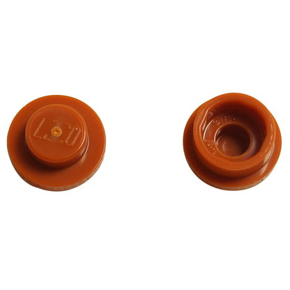 Placa redonda 1 x 1 en naranja oscuro – LEGO® parte 4073, pequeño stud redondo utilizado para detalles y puntos de conexión
