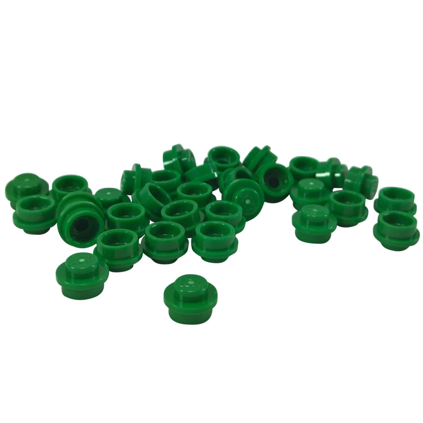 Placa redonda 1 x 1 en verde – LEGO® parte 4073, pequeño perno redondo utilizado para detalles y puntos de conexión
