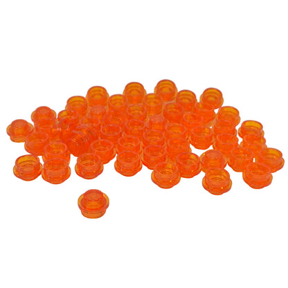 Placa redonda 1 x 1 en naranja transparente – LEGO® parte 4073, pequeño perno redondo utilizado para detalles y puntos de conexión

