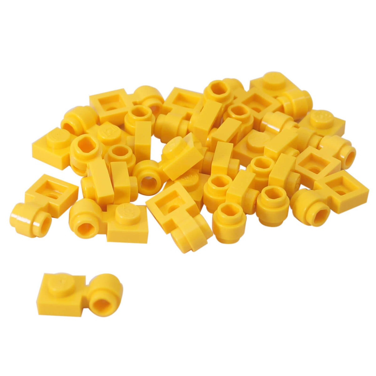 LEGO 4081b modified 1 x 1 plate with thick light attachment ring in Yellow – 25-piece lot
