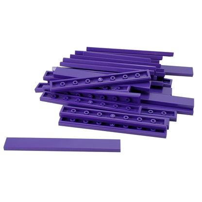 Tuile 1 x 8 en violet foncé – LEGO® pièce 4162, tuile plate lisse utilisée pour finir les surfaces et les détails
