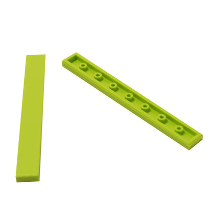 Tuile 1 x 8 en lime – LEGO® pièce 4162, tuile plate lisse utilisée pour finir les surfaces et les détails
