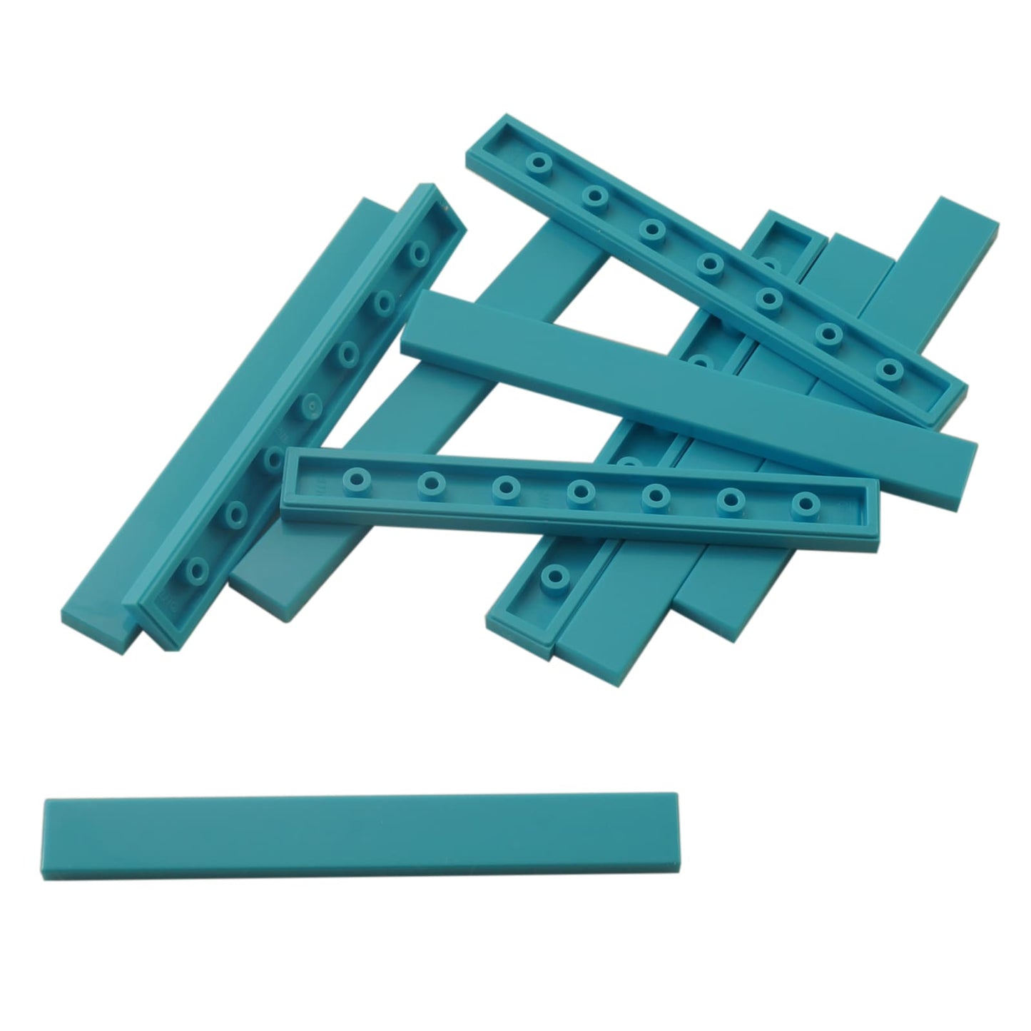 Tuile 1 x 8 en azure moyen – LEGO® pièce 4162, tuile plate lisse utilisée pour finir les surfaces et les détails
