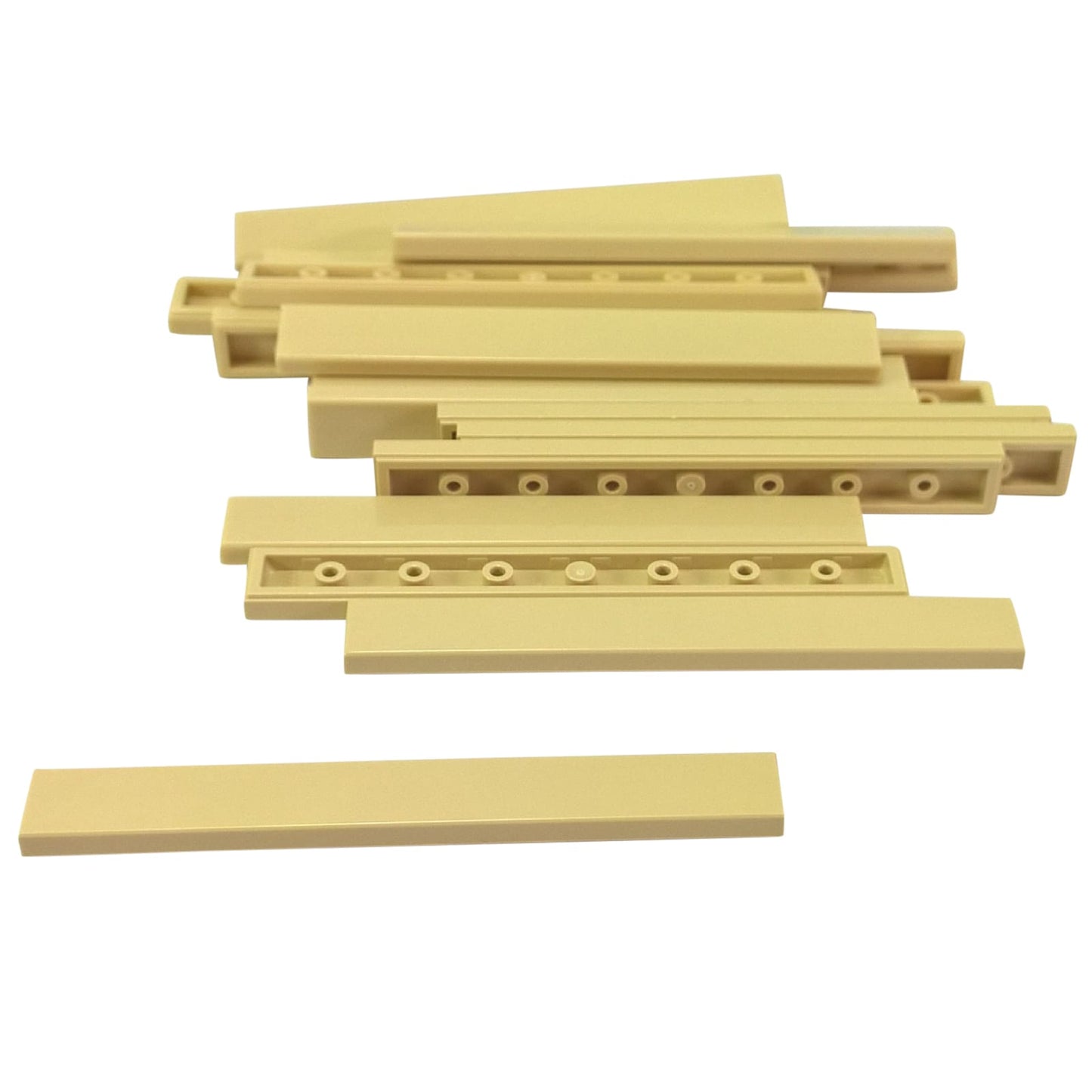 Tuile 1 x 8 en tan – LEGO® pièce 4162, tuile plate lisse utilisée pour finir les surfaces et les détails
