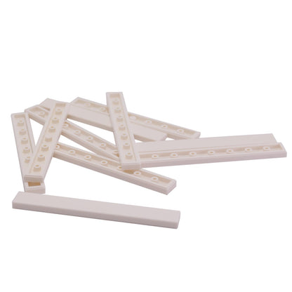 Tuile 1 x 8 en blanc – LEGO® pièce 4162, tuile plate lisse utilisée pour finir les surfaces et les détails
