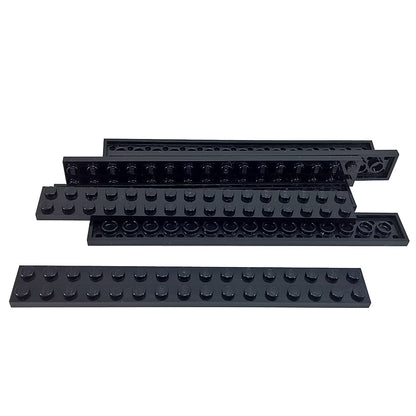 Plate 2 x 16 in black – LEGO® part 4282, long structural plate used for reinforcement and large builds
