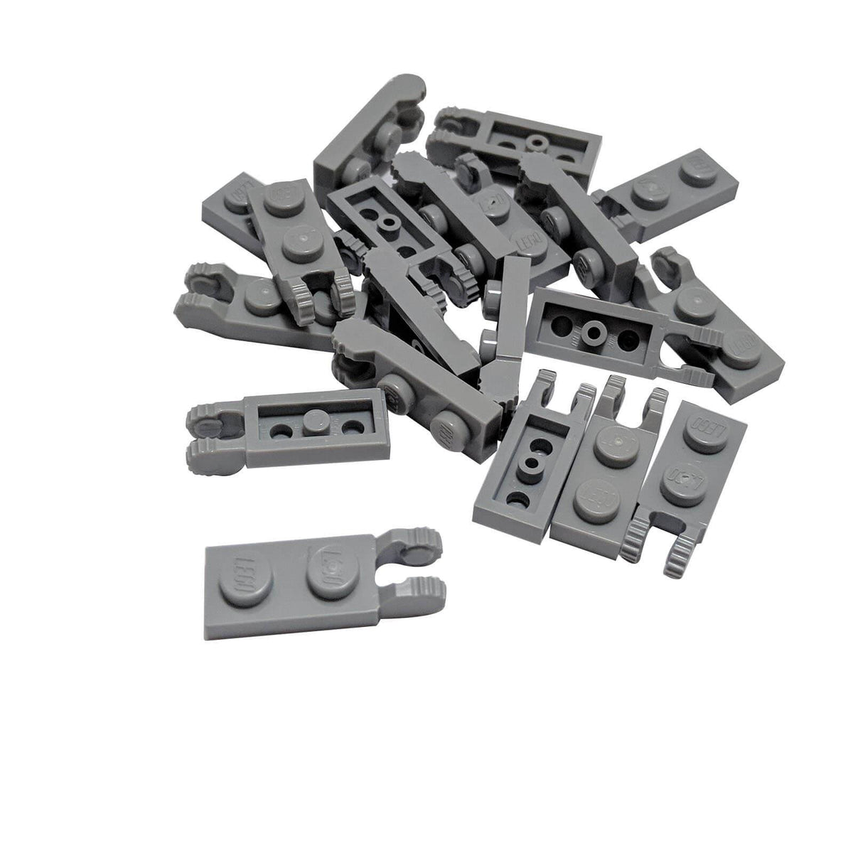 20 light bluish gray LEGO® 44302 locking hinge plates 1 x 2 with two fingers on end