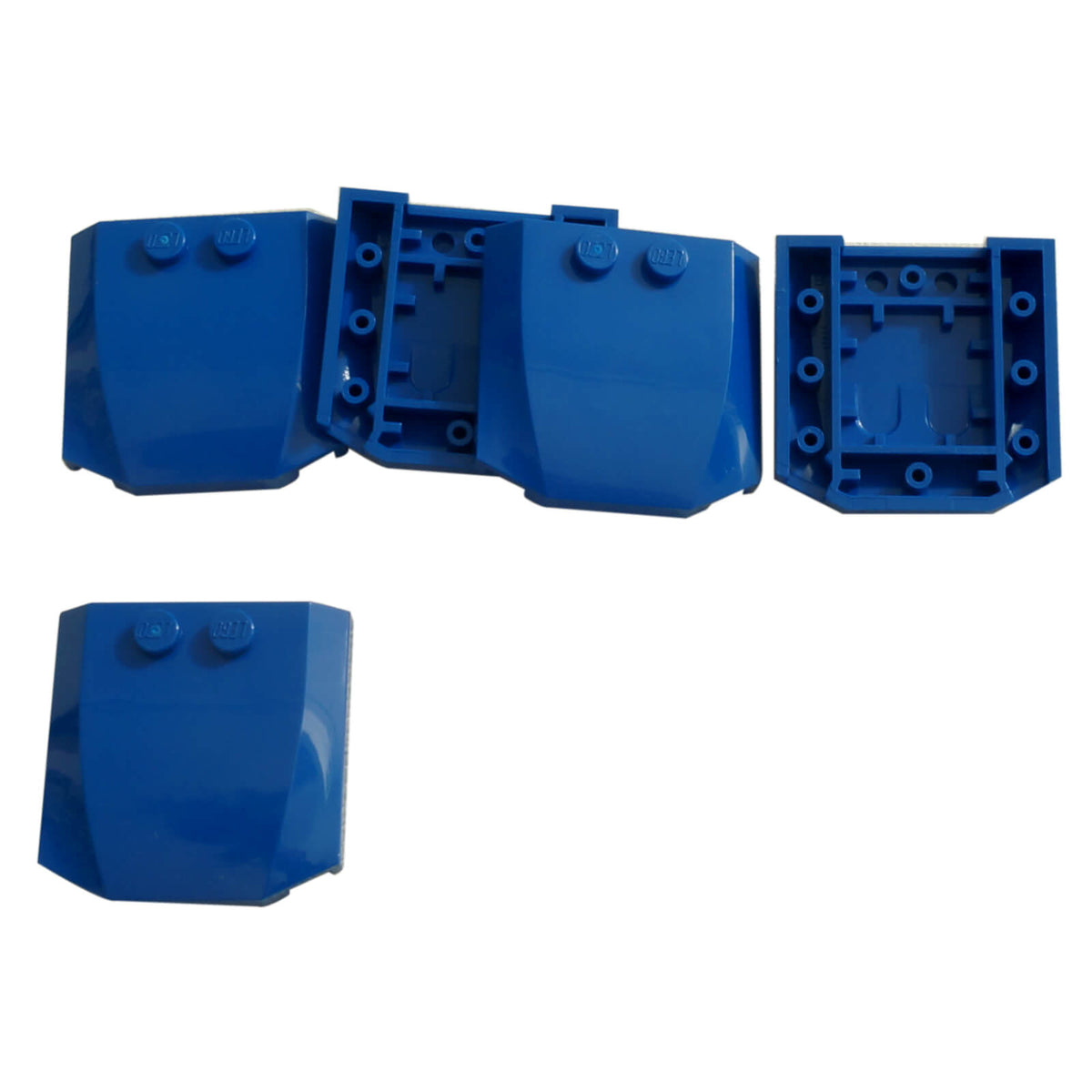 Blue LEGO® Part 45677 Wedge 4 x 4 x 2/3 Triple Curved with a smooth rounded top, tapered edges and two visible studs