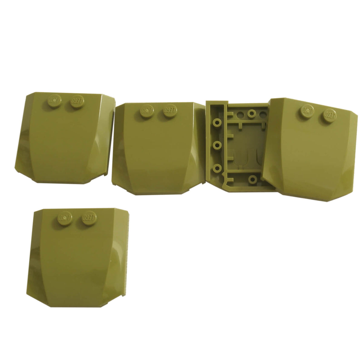 Olive Green LEGO® Part 45677 Wedge 4 x 4 x 2/3 Triple Curved with a smooth rounded top, tapered edges and two visible studs