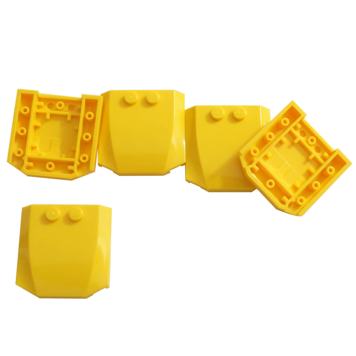 Yellow LEGO® Part 45677 Wedge 4 x 4 x 2/3 Triple Curved with a smooth rounded top, tapered edges and two visible studs
