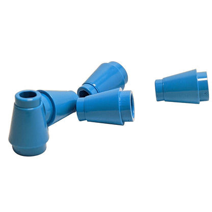 LEGO 4589b Cone 1x1 with Top Groove – truncated cone mould, open stud receiver at top, horizontal groove ring, standard base stud connection