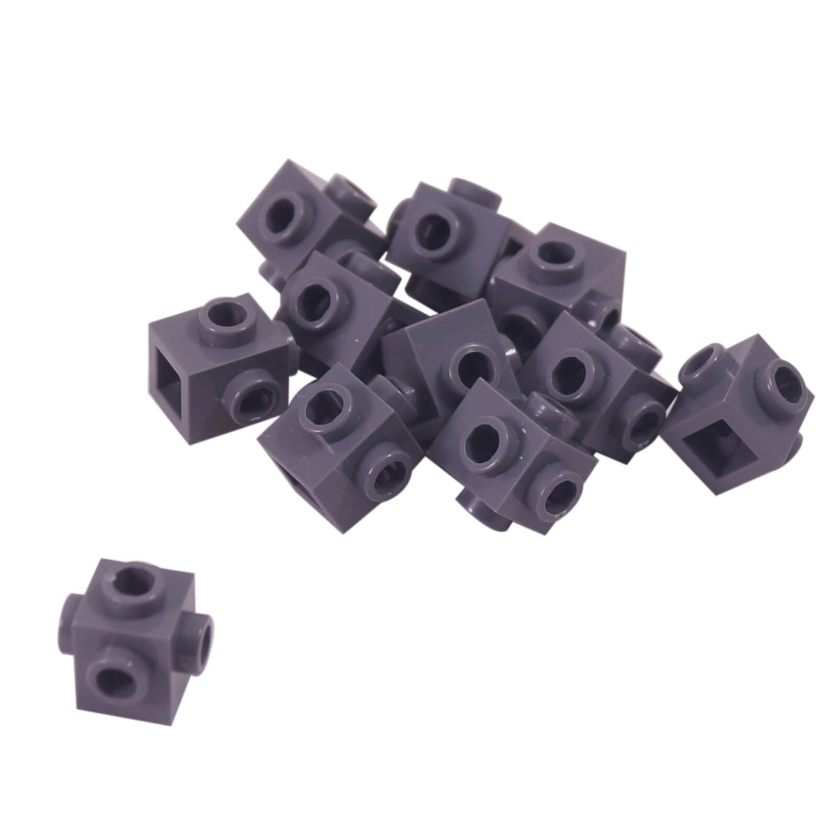 LEGO® 4733 modified 1x1 brick with studs on four sides in dark bluish gray