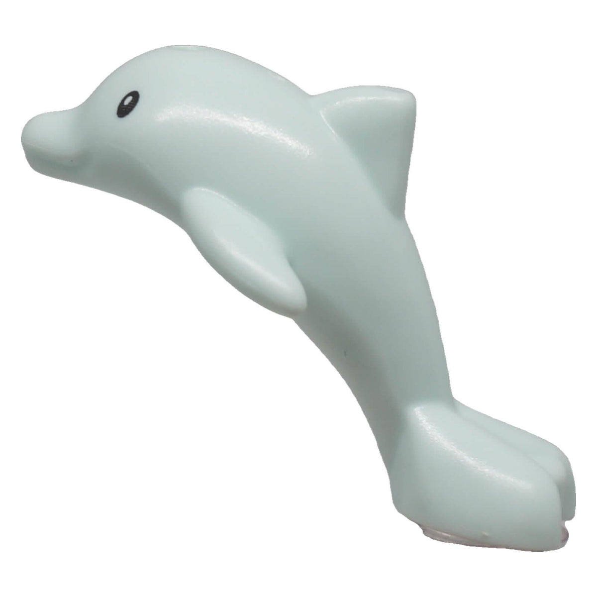 Light aqua LEGO® baby dolphin 49579pb03 showing curved jumping body and side flipper