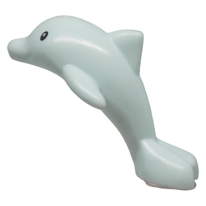 Light aqua LEGO® baby dolphin 49579pb03 showing curved jumping body and side flipper