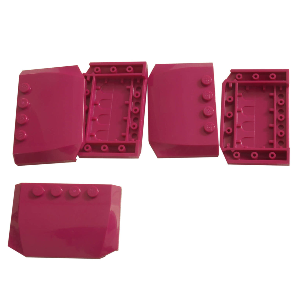 Magenta LEGO® Part 52031 Wedge 4 x 6 x 2/3 Triple Curved with a smooth rounded surface, tapered profile and visible studs