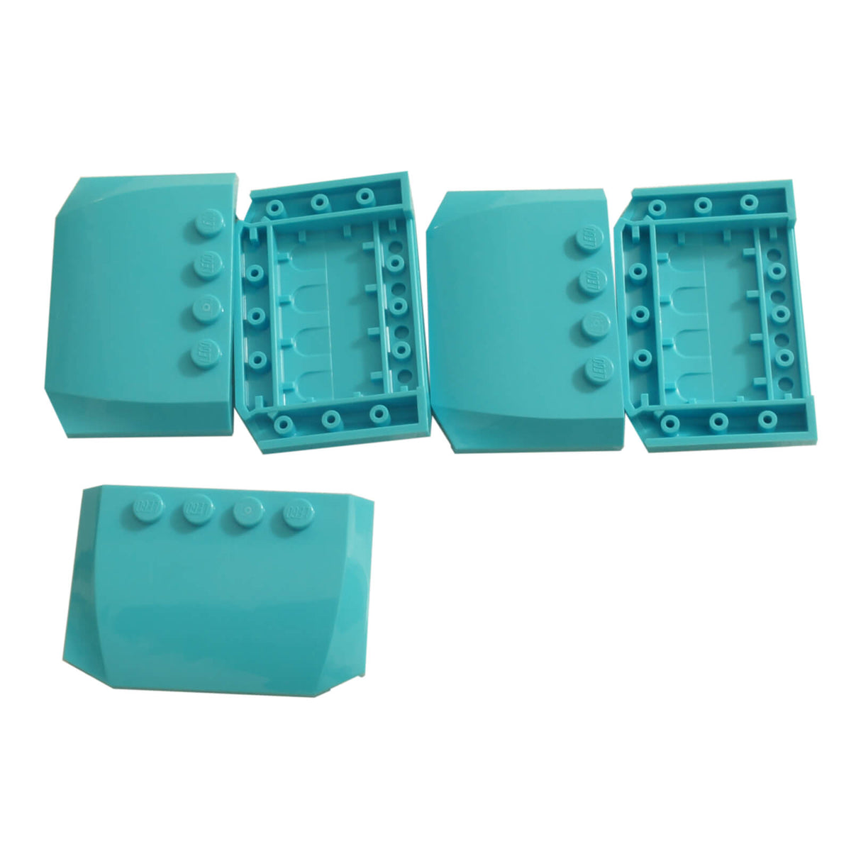 Medium Azure LEGO® Part 52031 Wedge 4 x 6 x 2/3 Triple Curved with a smooth rounded surface, tapered profile and visible studs