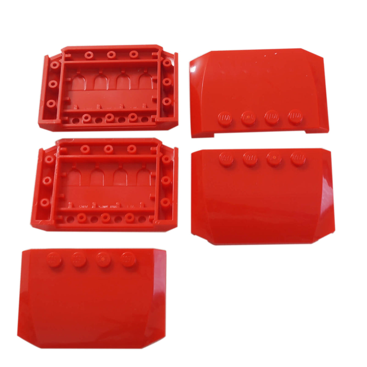 Red LEGO® Part 52031 Wedge 4 x 6 x 2/3 Triple Curved with a smooth rounded surface, tapered profile and visible studs