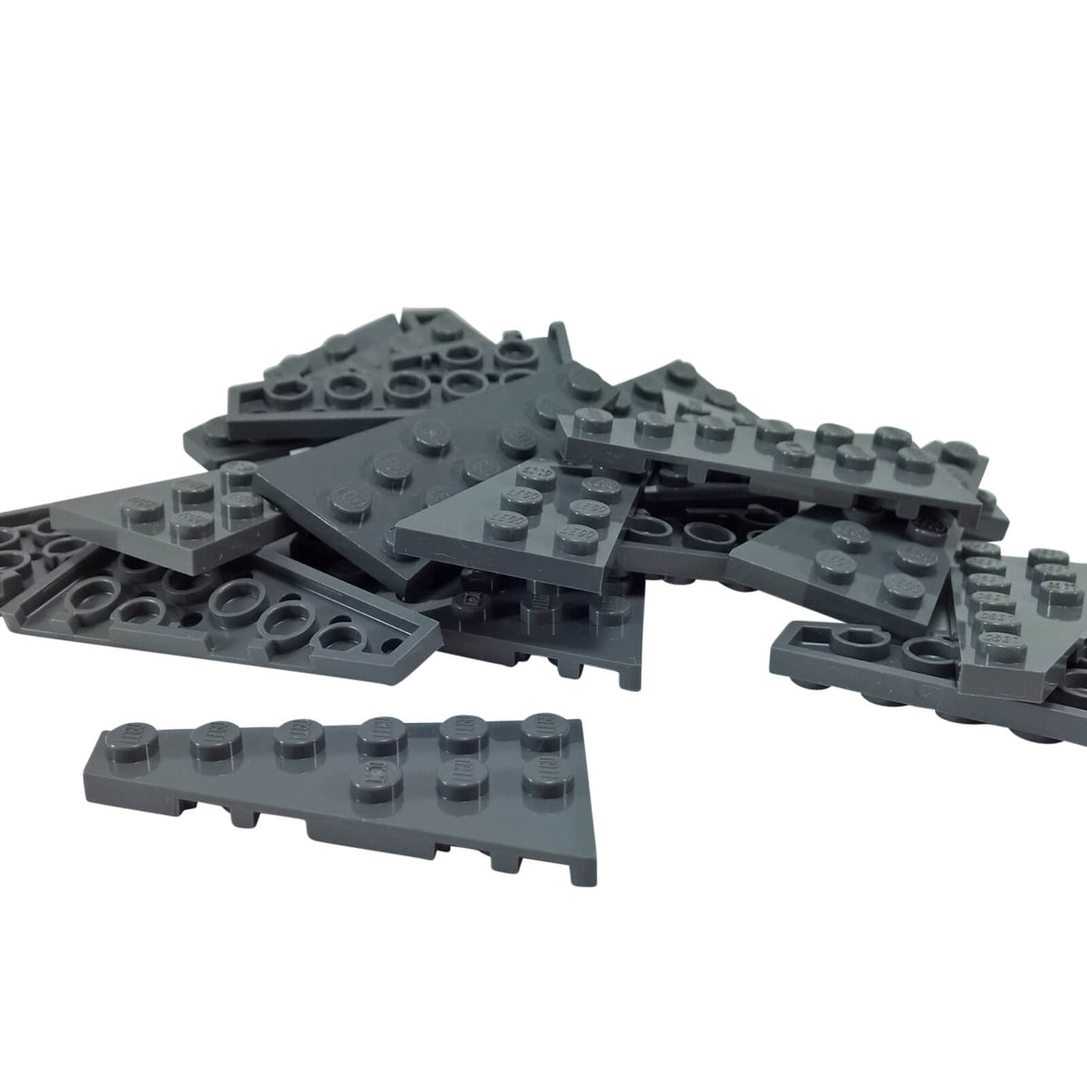 Shop LEGO® Part 54384 Wedge Plate 6 x 3 Left in multiple colours. Pairs with right wedge 54383 for spaceship wings, aircraft and custom LEGO® builds. Dark Bluish Gray