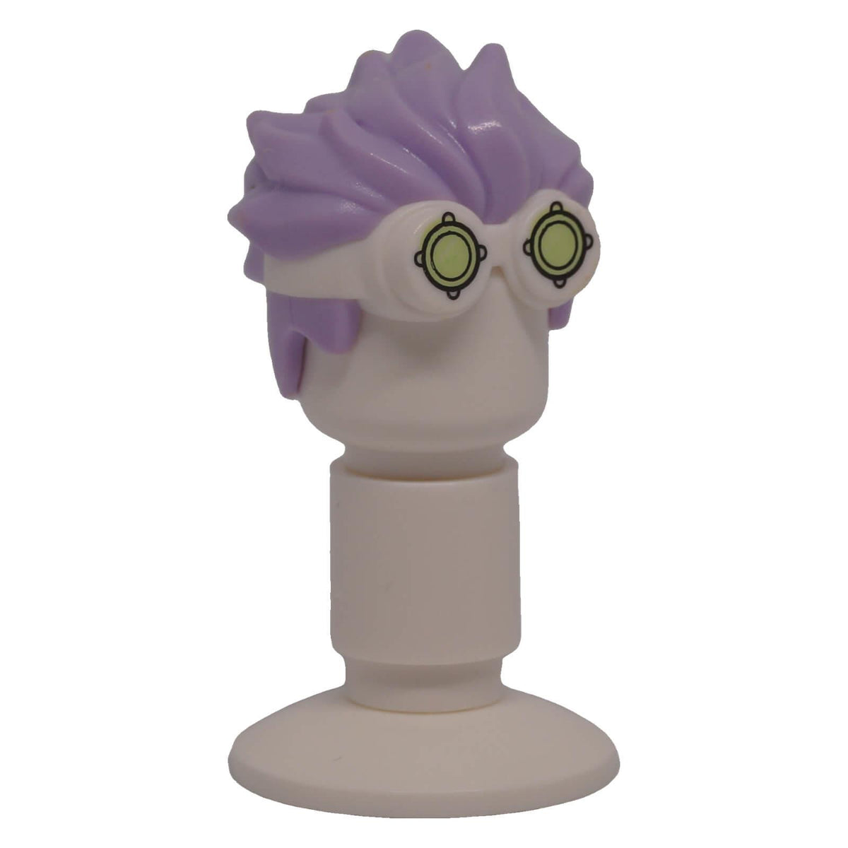 LEGO® 56298pb01 lavender spiked minifigure hair with lime goggles front view