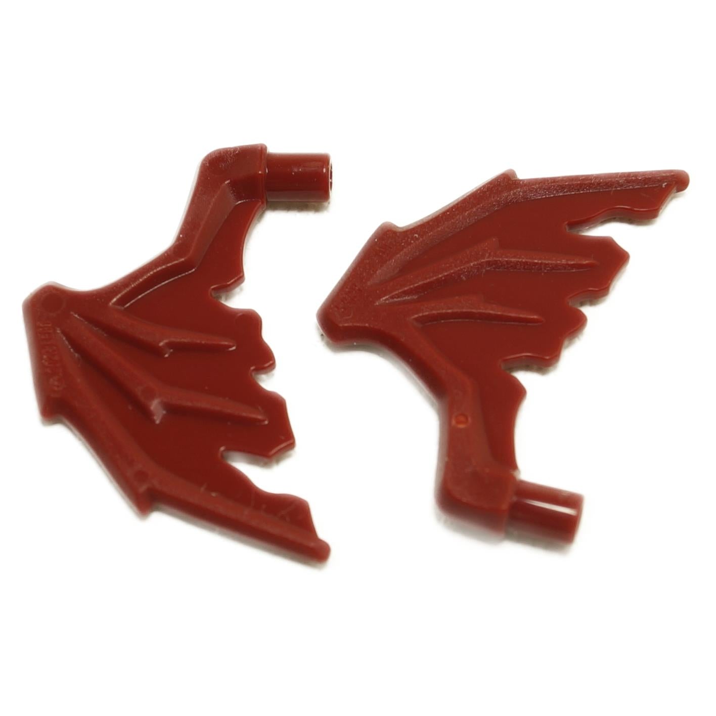 Minifigure Wing Webbed Tattered in dark red – LEGO® part 5984, tattered wing element used for fantasy and creature builds
