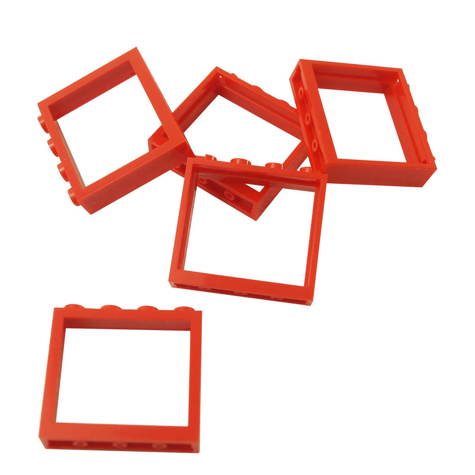 Lot of 5 LEGO® 60594 red 1 x 4 x 3 window frames without shutter tabs