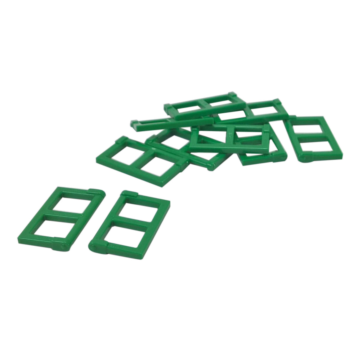 LEGO® Part 60608 Window Pane 1 x 2 x 3 with Thick Corner Tabs in dark grey, featuring a rectangular frame design green