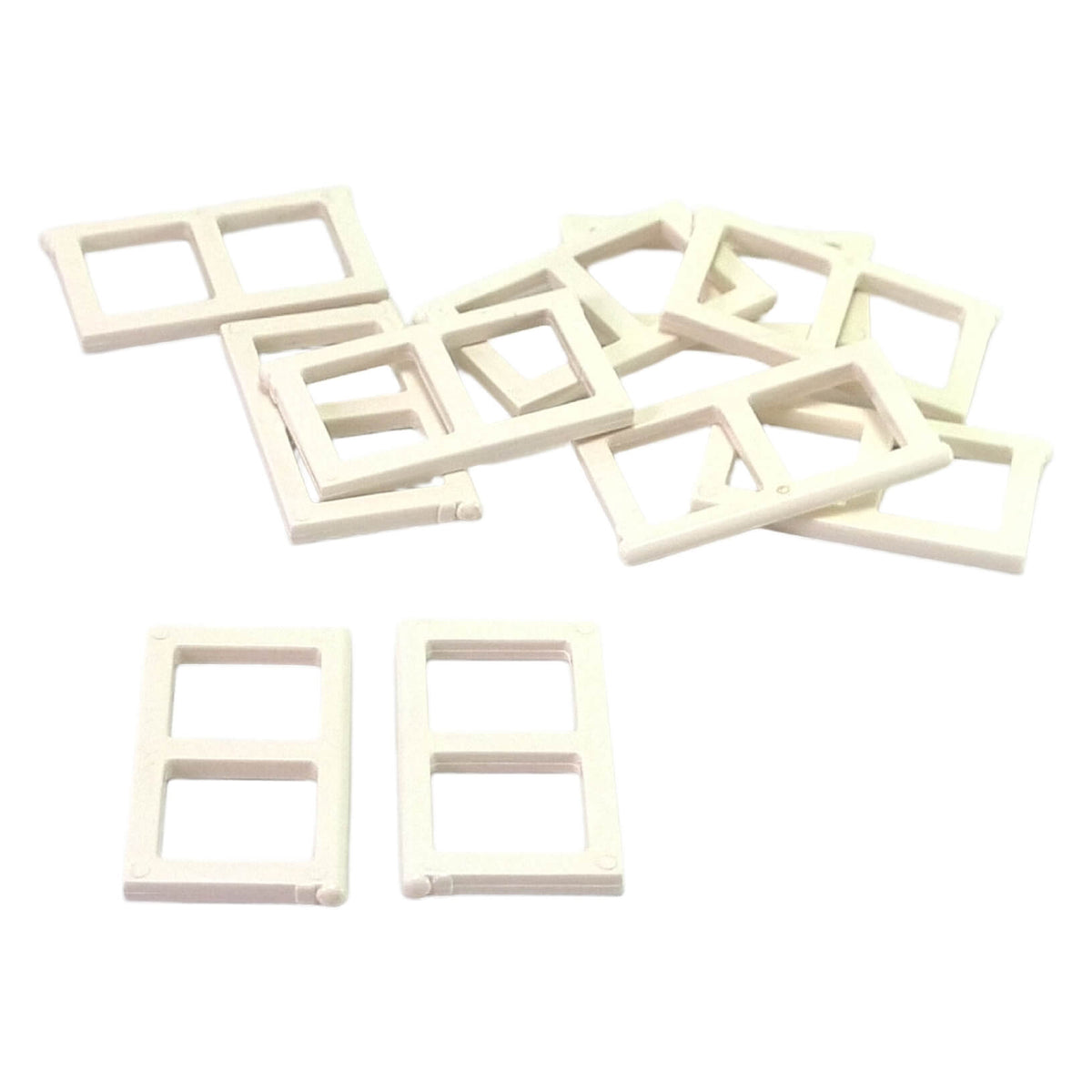 LEGO® Part 60608 Window Pane 1 x 2 x 3 with Thick Corner Tabs in dark grey, featuring a rectangular frame design white