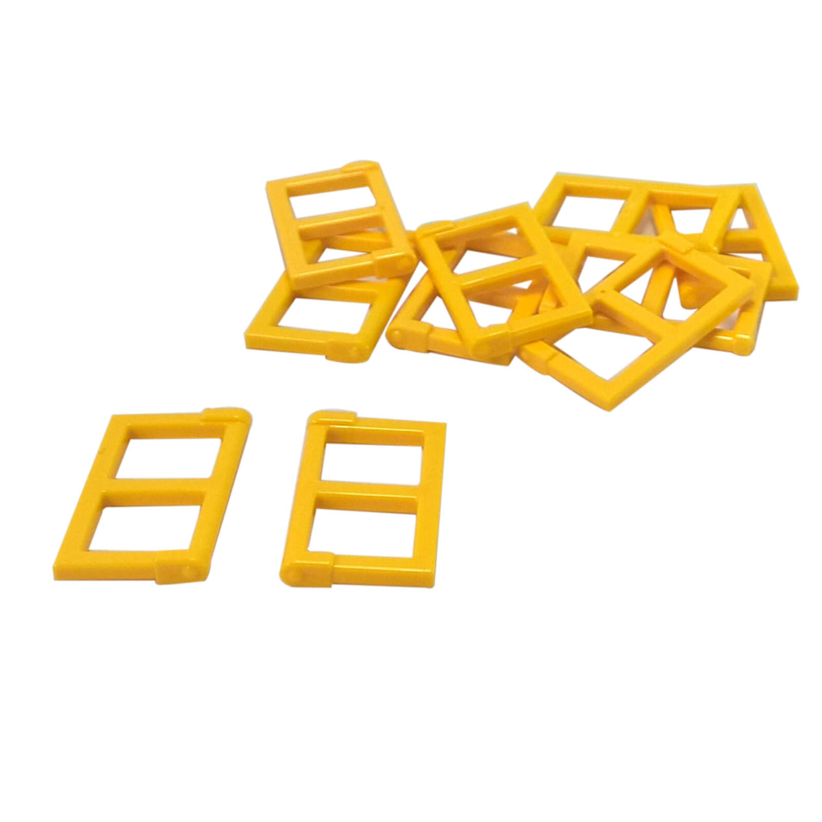 LEGO® Part 60608 Window Pane 1 x 2 x 3 with Thick Corner Tabs in dark grey, featuring a rectangular frame design yellow