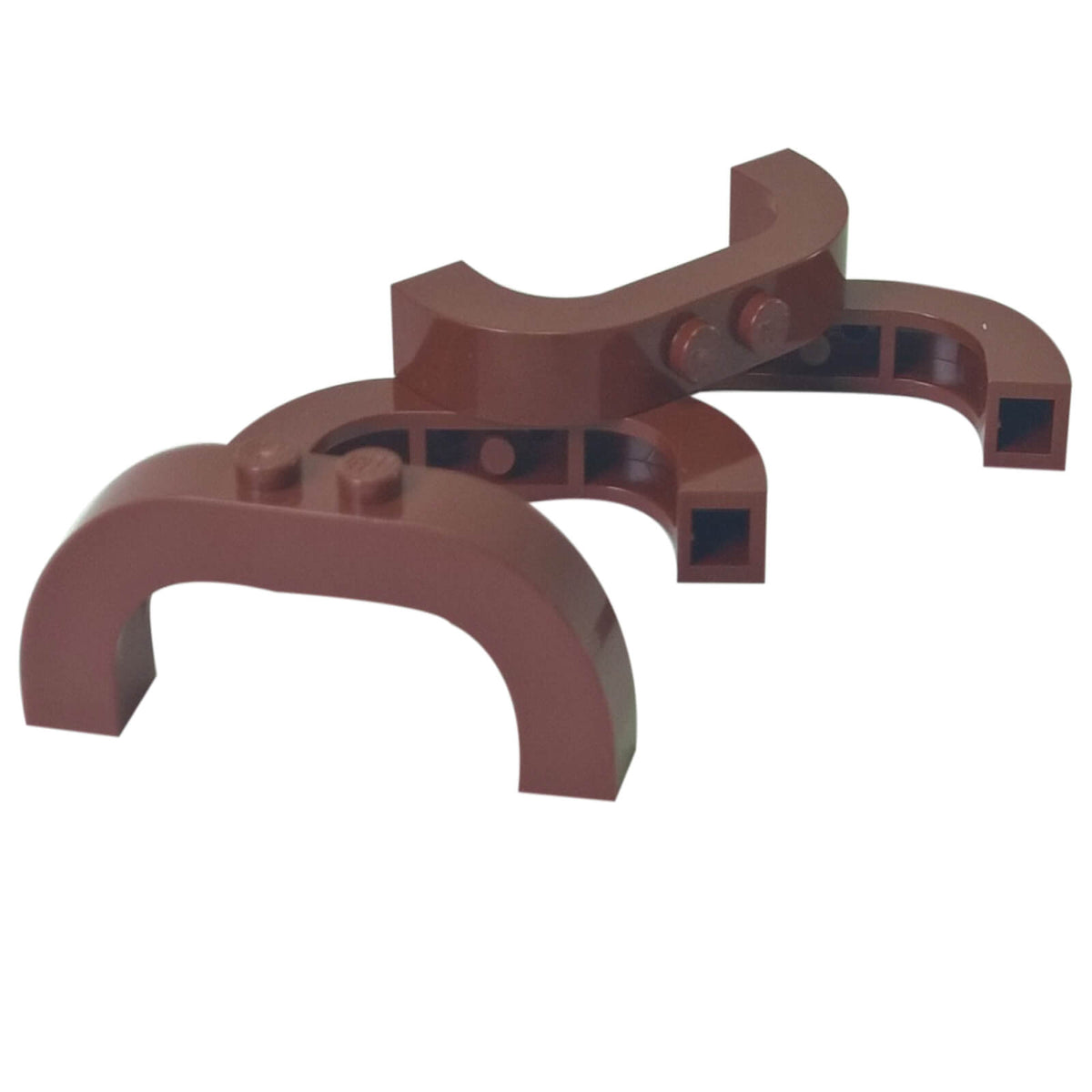LEGO® Arch 1 x 6 x 2 Curved Top 6183 in Reddish Brown, showing the smooth curved profile, studs and underside openings.