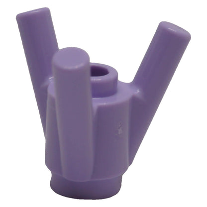 LEGO® 6331 lavender round 1 x 1 brick with three diagonal bars, close angled view
