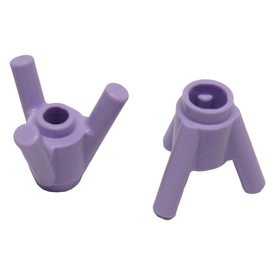 LEGO® 6331 lavender round 1 x 1 brick with three diagonal bars, two angled views