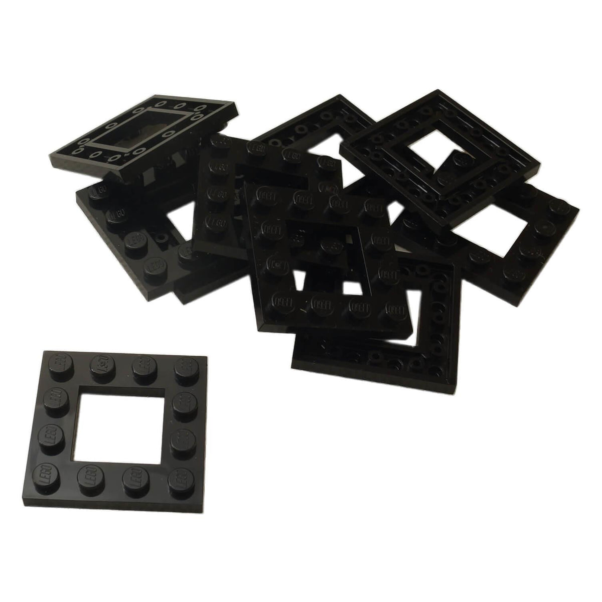 LEGO® 64799 modified 4 x 4 plate with 2 x 2 open center in Black