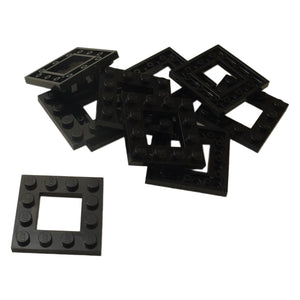 LEGO® 64799 modified 4 x 4 plate with 2 x 2 open center in Black